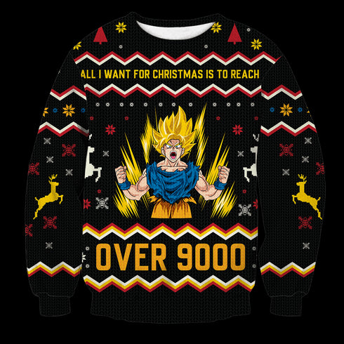 Divesart - Over 9000 Christmas Unisex Wool Sweater - Ugly Christmas Sweater