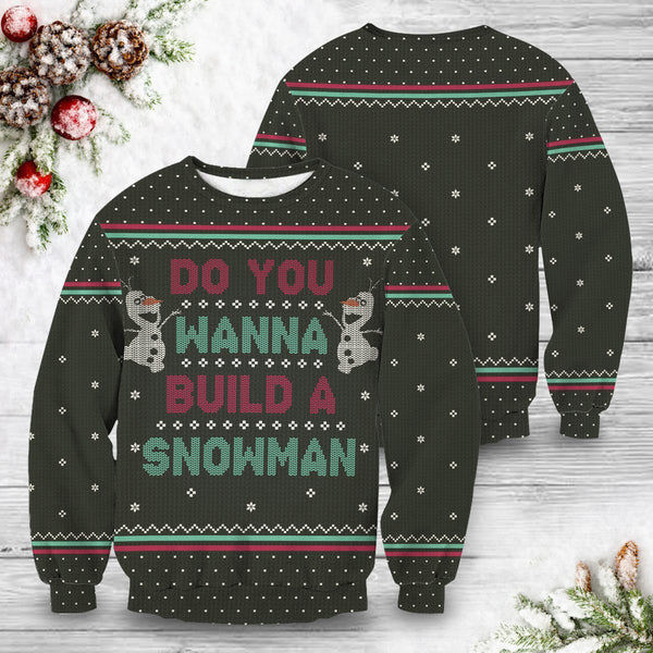 Divesart - Wanna Build A Snowman Unisex Wool Sweater - Ugly Christmas Sweater