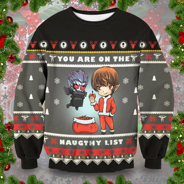 Divesart - Yagami Naughty List Unisex Wool Sweater - Ugly Christmas Sweater