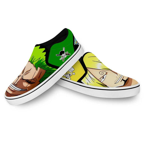Sanji and Zoro Slip On Sneakers Custom Anime OP Shoes