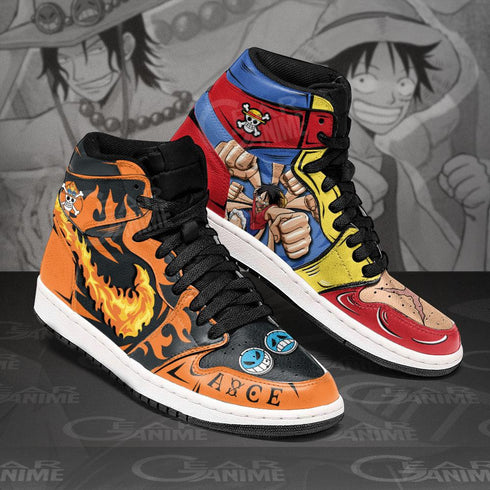 Luffy And Ace Sneakers Custom Anime OP Shoes