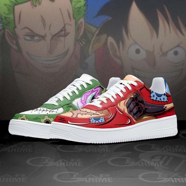 Luffy and Zoro Air Sneakers Custom Wano Arc Haki OP Shoes