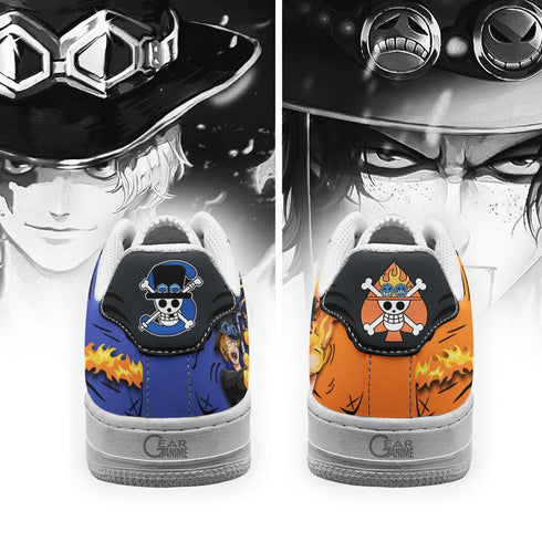 Portgas Ace and Sabo Air Sneakers Custom Mera Mera OP Anime Shoes