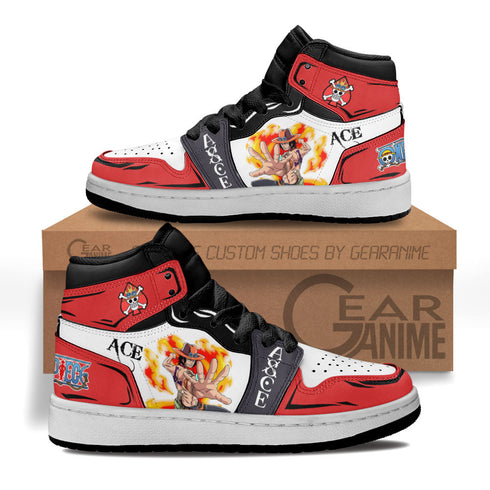 Portgas D Ace Kids Sneakers Custom Anime OP Shoes For Kids