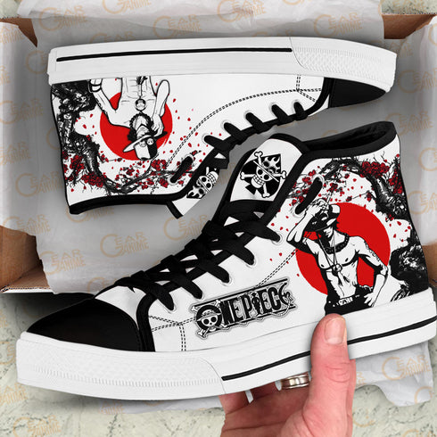 Portgas Ace High Top Shoes Custom Anime OP Sneakers Japan Style