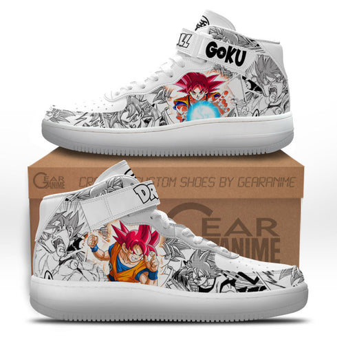 Goku God Sneakers Air Mid Custom DB Anime Shoes Mix Manga