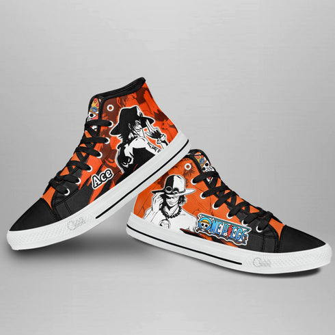 Portgas D. Ace High Top Shoes OP Custom Anime Sneakers Mix Manga