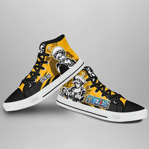 Trafalgar Law High Top Shoes OP Custom Anime Sneakers Mix Manga
