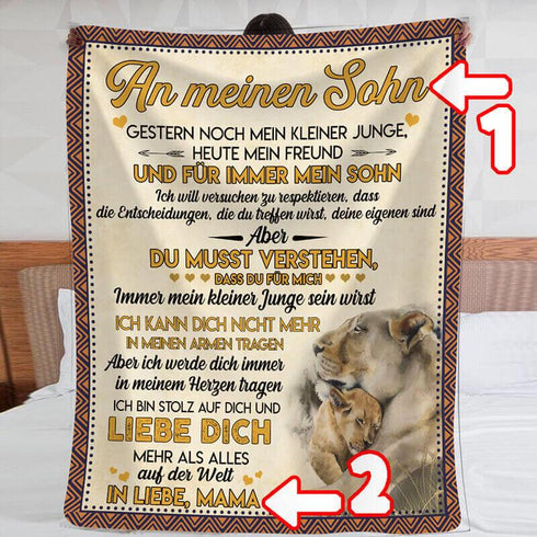 Divesart - Decke von Mutter zu Sohn - "Herzliche Umarmungen"