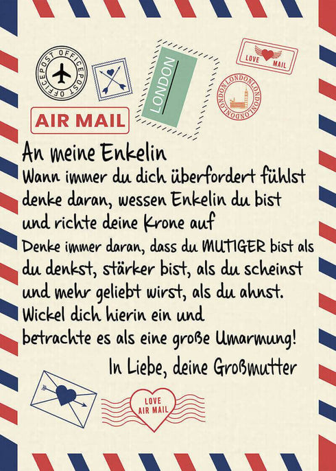 Divesart - Decke von Großmutter zu Enkelin - "Liebe Brief"