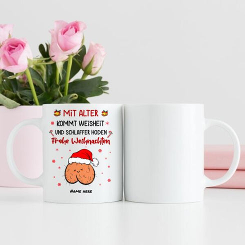 Personalisiertes Weihnachtsgeschenk für Papa - Mit Alter kommt Weisheit und schlaffe Hoden