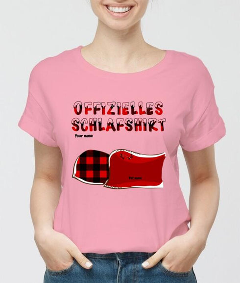 Personalized Cat and Dog Xmas theme Official Sleep Shirt - Christmas Gift for Pet Lover - Customizable T-Shirt