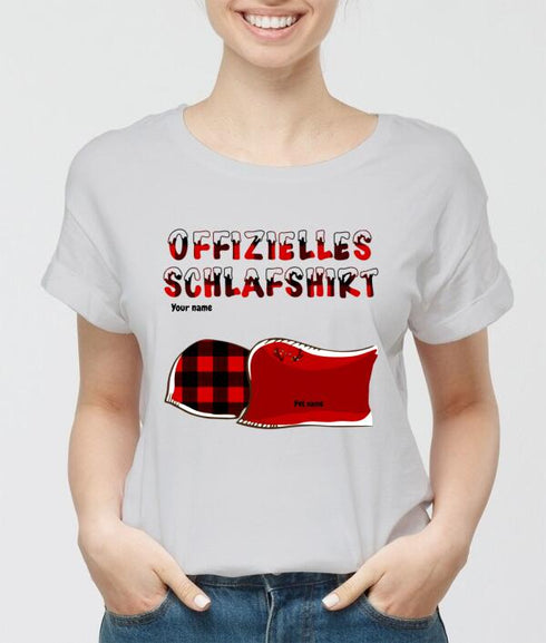 Personalized Cat and Dog Xmas theme Official Sleep Shirt - Christmas Gift for Pet Lover - Customizable T-Shirt