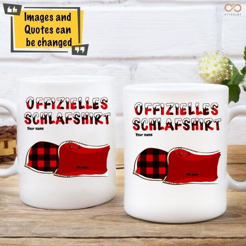 Personalized Cat and Dog Xmas theme Unisex T-Shirt Official Sleep Shirt - Christmas Gift - Customizable Mug
