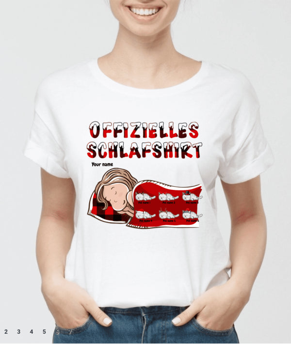 Personalized Cat and Dog Xmas theme Official Sleep Shirt - Christmas Gift for Pet Lover - Customizable