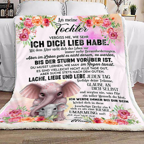 "An meine Tochter" Decke - Elefant