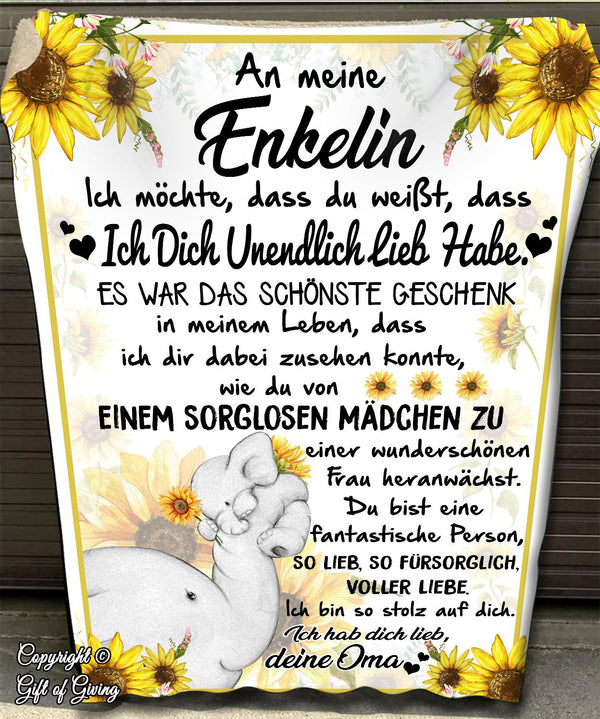 "An meine Enkelin" Decke -Tournesol