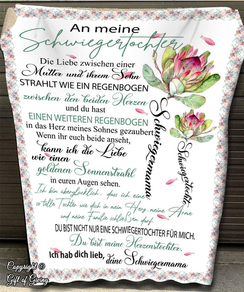 "An meine Schwiegertochter" Decke - Blume