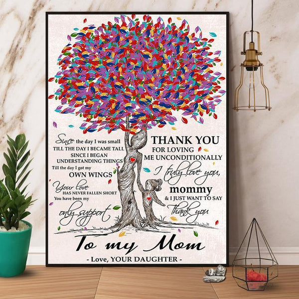 Colorful Tree Daughter To My Mom Thank You For Loving Me Unconditionally Gift For Family Home Decor Matte Canvas Canvas Prints