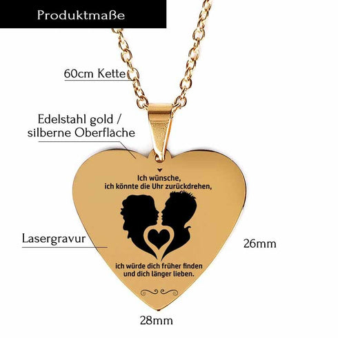 Zeit zurück - Herzanhänger graviert für einen geliebten Menschen