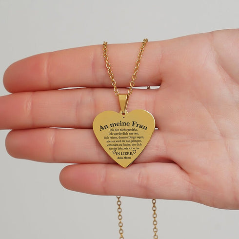 Meine Liebe zu dir ist grenzenlos - Herzanhänger graviert von Mann zu Frau