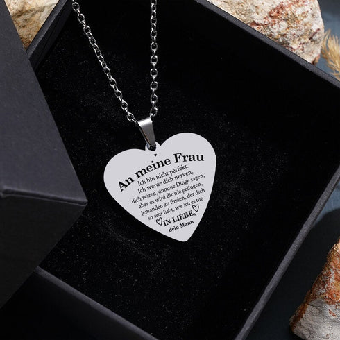 Meine Liebe zu dir ist grenzenlos - Herzanhänger graviert von Mann zu Frau
