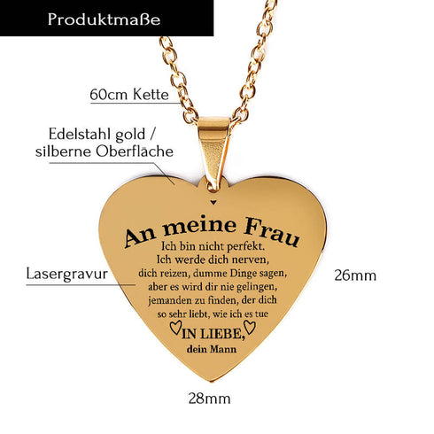 Meine Liebe zu dir ist grenzenlos - Herzanhänger graviert von Mann zu Frau
