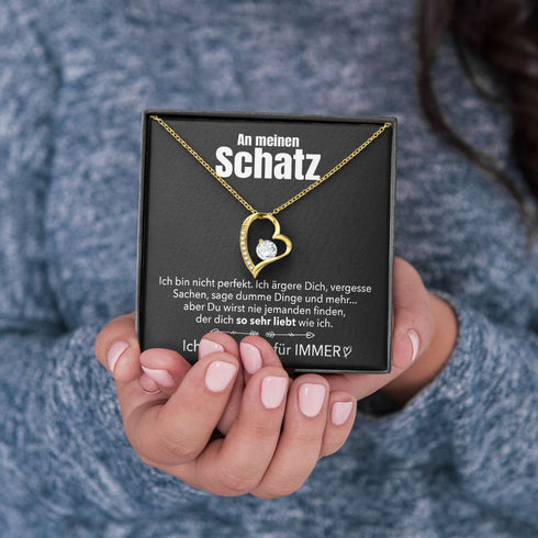 14k Weißgold Herz Halskette - An meinen Schatz