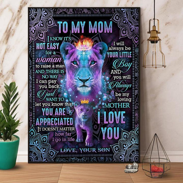 Son To My Mom You Will Always Be My Loving Mother I Love You Gift For Family Wall Art Home Decor Canvas Prints Matte Canvas