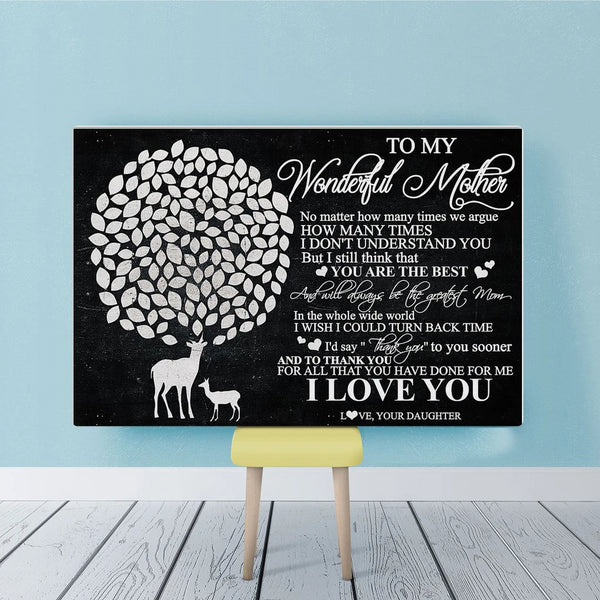 To My Wonderful Mother I Love You - Gift For Mom For Mother's Day, Best Idea For Home Decor For Family - Matte Canvas Premium Wall Art Canvas