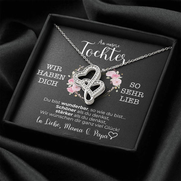 Halskette - Zwei Herzen - An meine Tochter von Mama & Papa