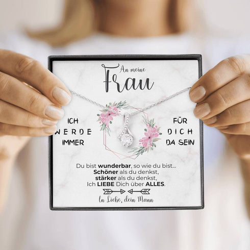 Weißgold Halskette - An meine Frau - Rosen