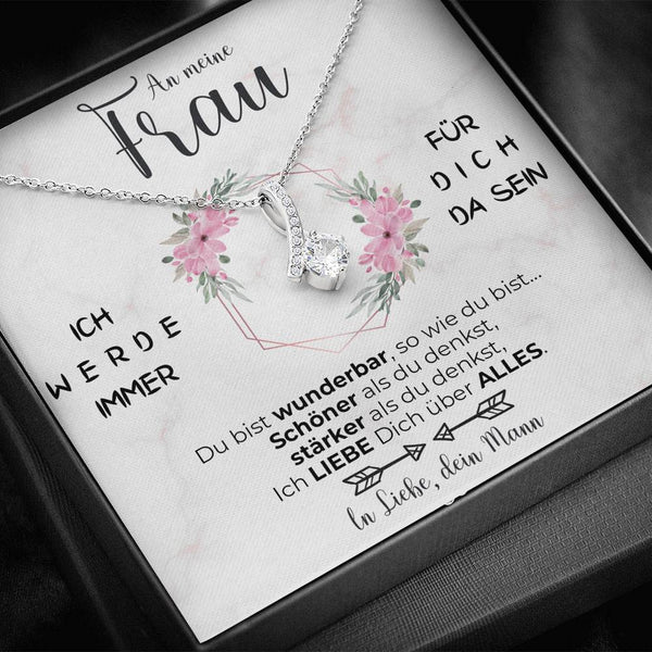 Weißgold Halskette - An meine Frau - Rosen