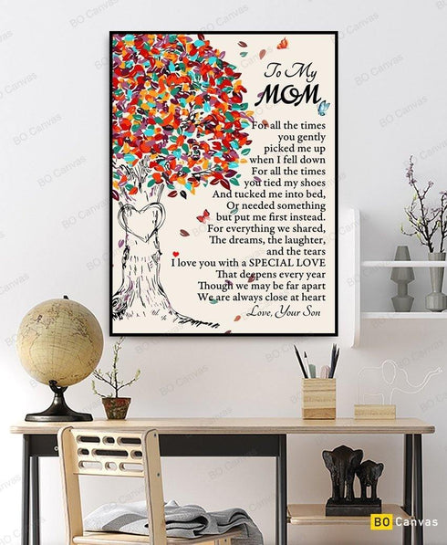 To My Mom - From Son - Long Distance Framed Canvas Gift SM001 - DivesArt LLC