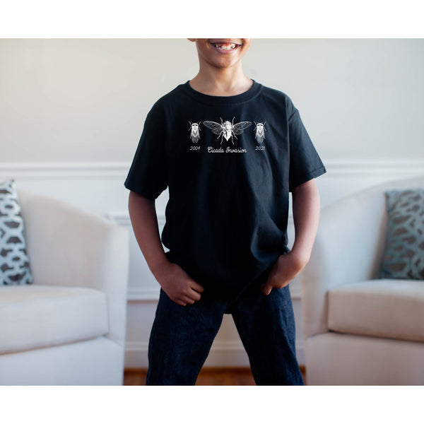Cicadas Invasion Brood X 2021 Line Drawing Eastern USA Bug Insect Lover Kids Unisex Softstyle Tee