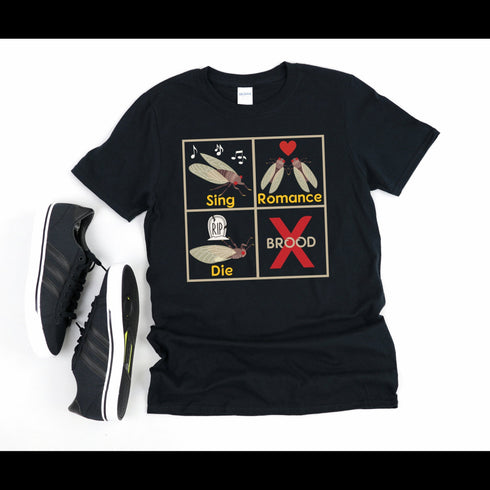 Cicada Sing Romance Die Life Cycle Funny Brood X 2021 Eastern USA Entomologist Bug Insect Lover Cicada 17-year Entomology Unisex T-Shirt