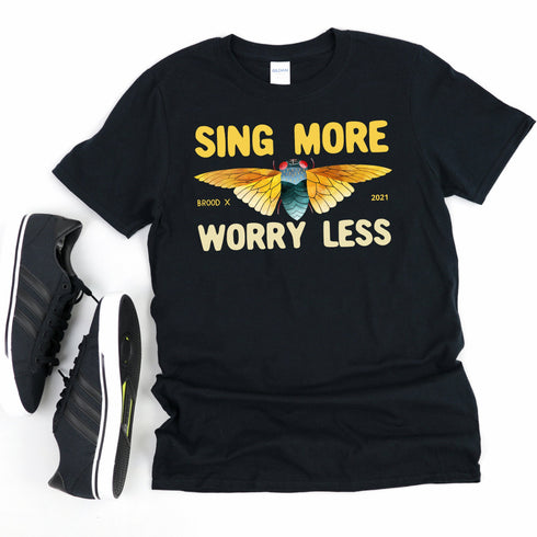 Cicada Brood X 2021 Sing More Worry Less Great Eastern Tour Entomology Bug Insect Lover Unisex Soft-Syle T-Shirt