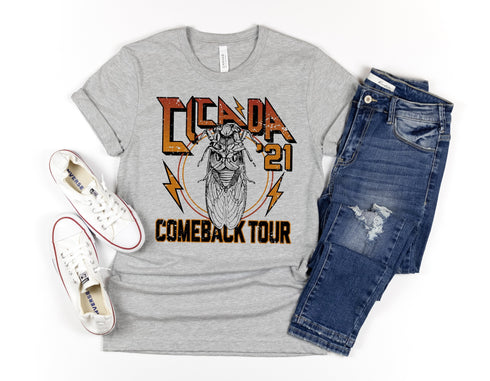 Cicadas Comeback Tour Unisex T-Shirt, Cute Insect Bug Funny Cicada Swarm 2021 Printed Graphic Tee