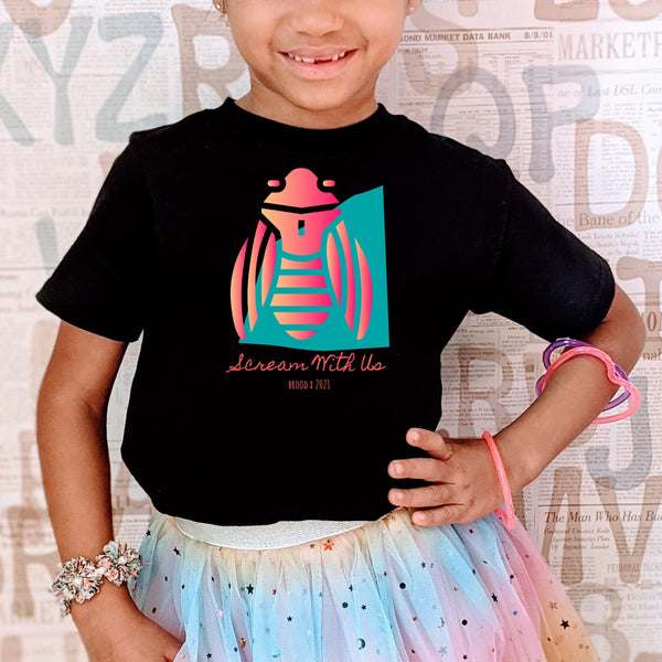 Cicada Scream With Us Brood X 2021 Eastern USA Cicadas Entomologist Bug Lover Insect Funny Soft-Style Kid Tee