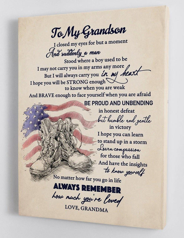 To My Grandson - From Grandma - Military Framed Canvas Gift GMS025 - DivesArt LLC