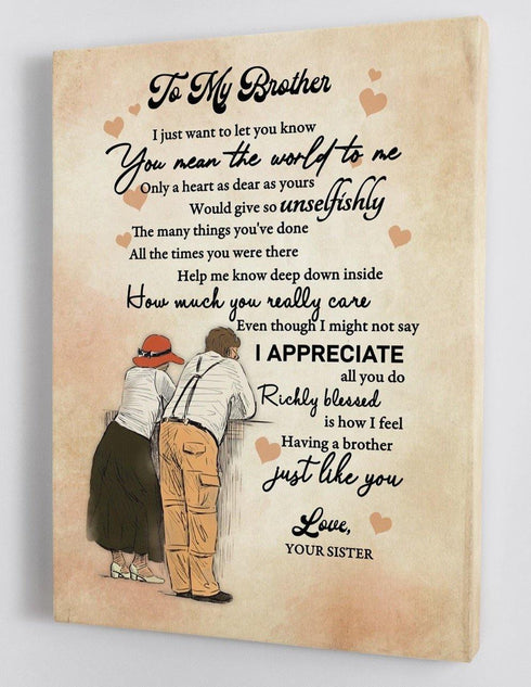 To My Brother - From Sister - Framed Canvas Gift SB001 - DivesArt LLC