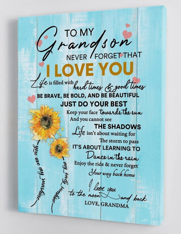 To My Grandson - From Grandma - Framed Canvas Gift GMS018 - DivesArt LLC