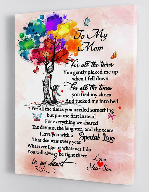 To My Mom - From Son - Mother's Day Framed Canvas Gift SM002