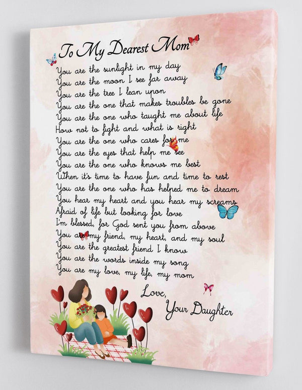 To My Dearest Mom - From Daughter - Mother's Day Framed Canvas DM002