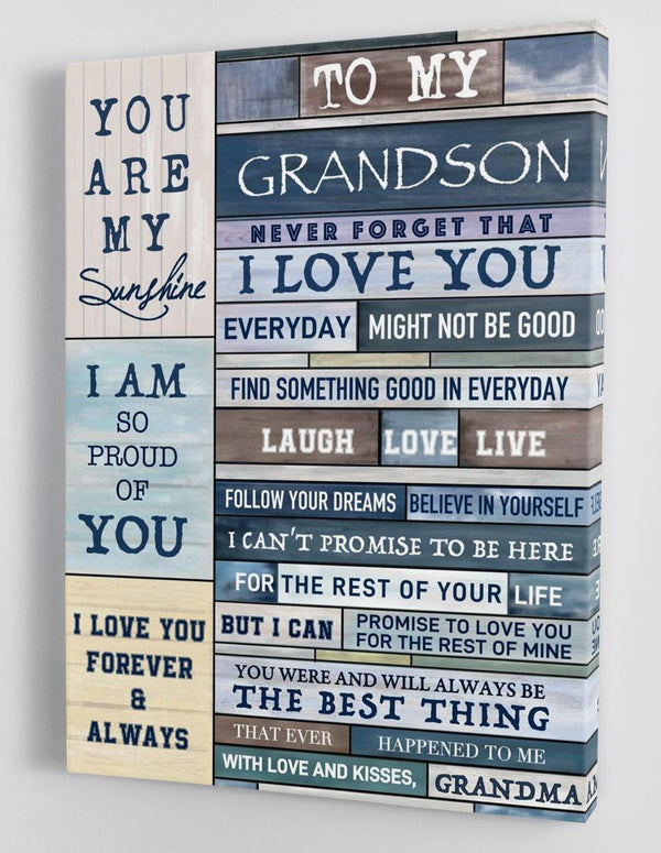 To My Grandson - From Grandma - Framed Canvas Gift GMS037 - DivesArt LLC