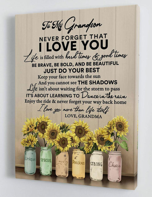 To My Grandson - From Grandma - Framed Canvas Gift GMS049 - DivesArt LLC