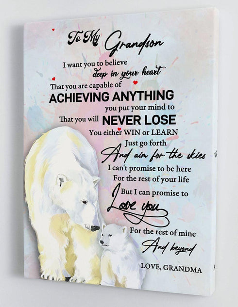 To My Grandson - From Grandma - Framed Canvas Gift GMS045 - DivesArt LLC
