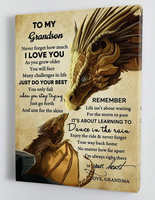 To My Grandson - From Grandma - Framed Canvas Gift GMS041 - DivesArt LLC