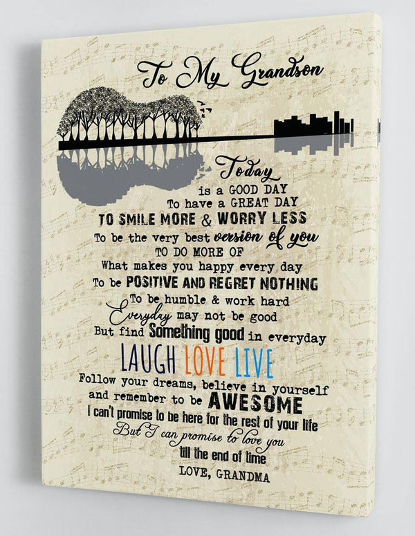 To My Grandson - From Grandma - Framed Canvas Gift GMS061 - DivesArt LLC