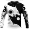 Viking wolf loves moon black and white - Hoodie - HOOD01NGA170221